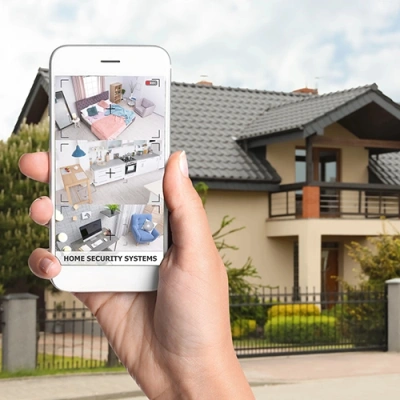 Bellingham vivint phone display of cctv live feed in front of a house