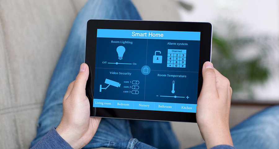 The ability to access and control security components from a mobile device is one of the top smart home trends in Bellingham. Close-up of smart home security app.